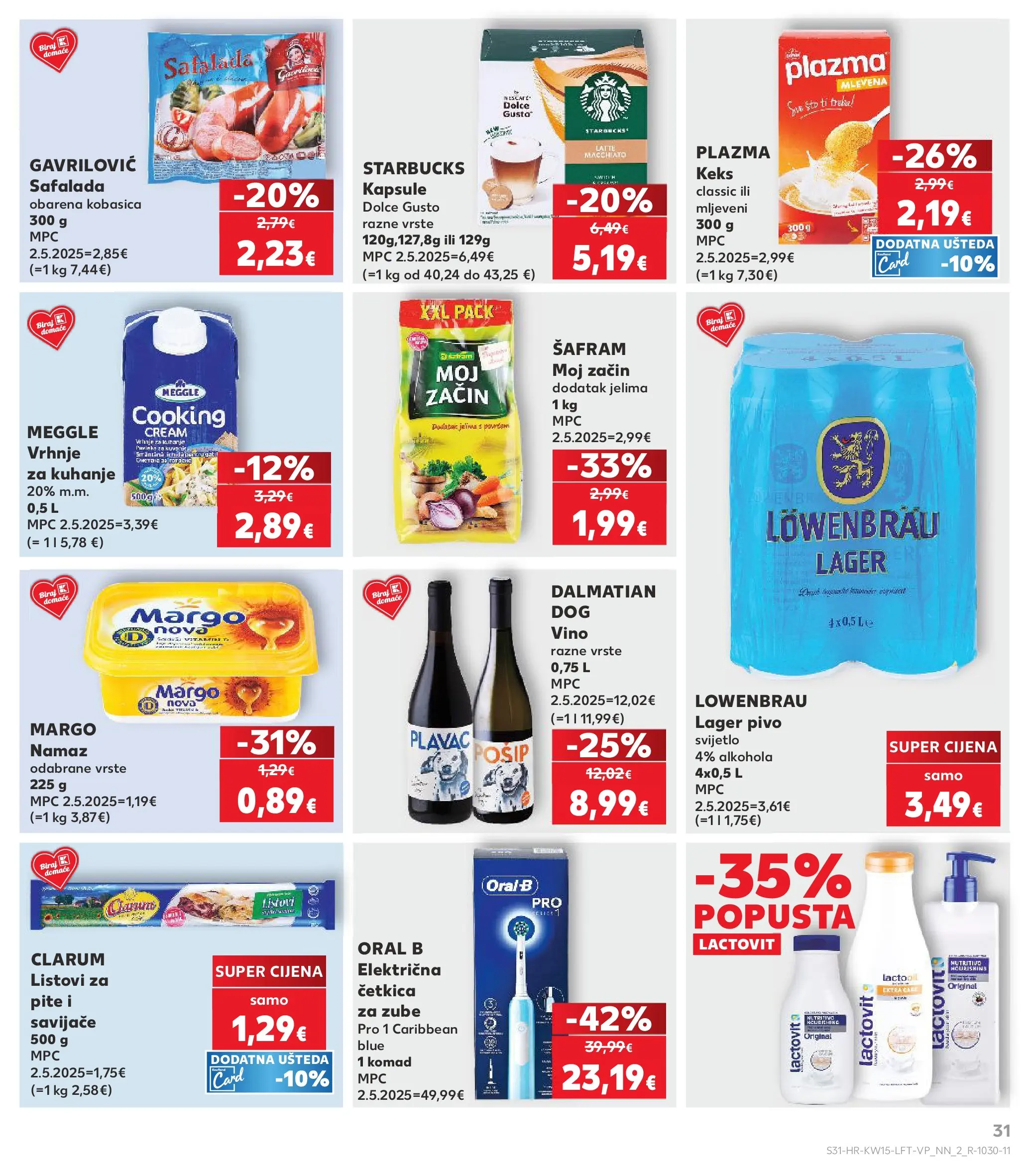 Kaufland - Kaufland katalog do 14.04.2026 novi od 07.04.2026 na listanje > letak digitalni | Stranica: 31 | Proizvodi: Vrhnje za kuhanje, Vino, Pivo, Keks