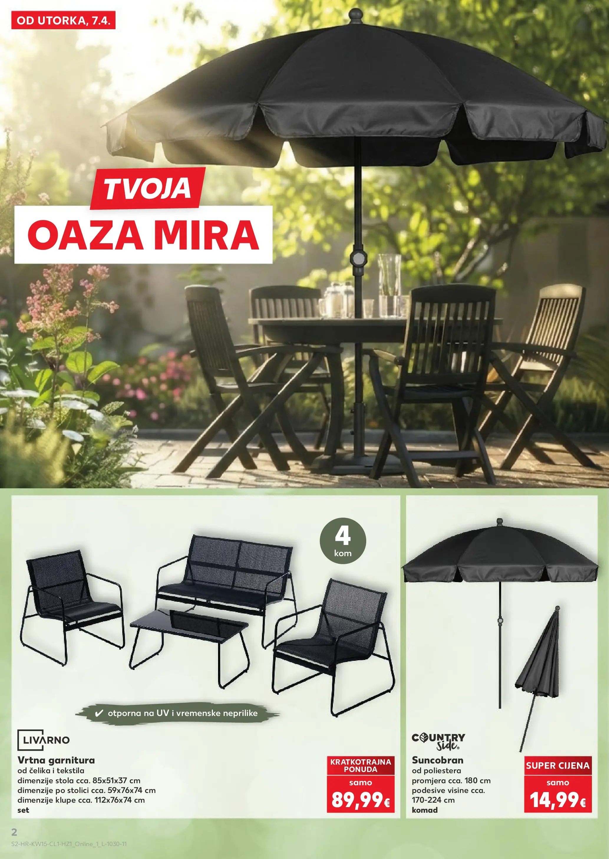 Kaufland - Kaufland katalog do 02.05.2026 novi od 06.04.2026 na listanje > letak digitalni | Stranica: 2 | Proizvodi: Vrtna garnitura, Suncobran