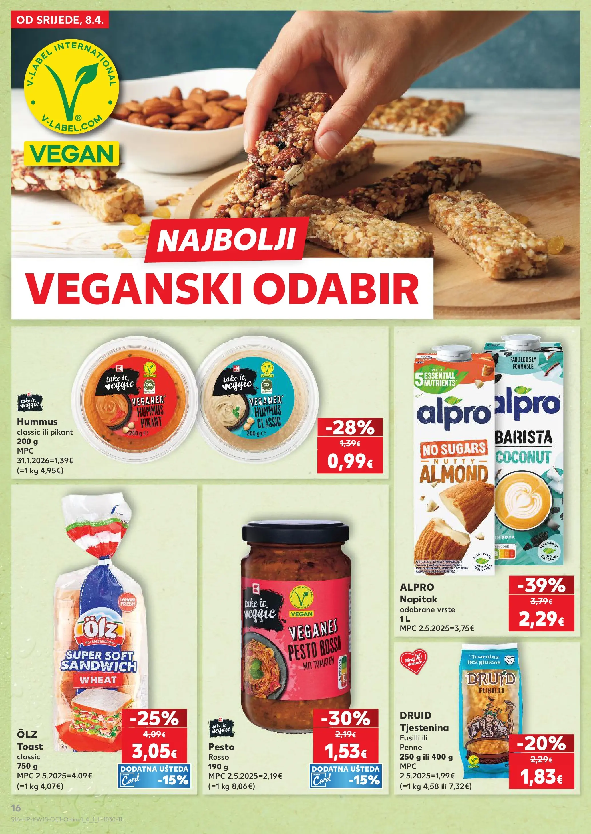 Kaufland - Kaufland katalog do 14.04.2026 novi od 07.04.2026 na listanje > letak digitalni | Stranica: 16 | Proizvodi: Toast, Alpro, Tjestenina, Pasta