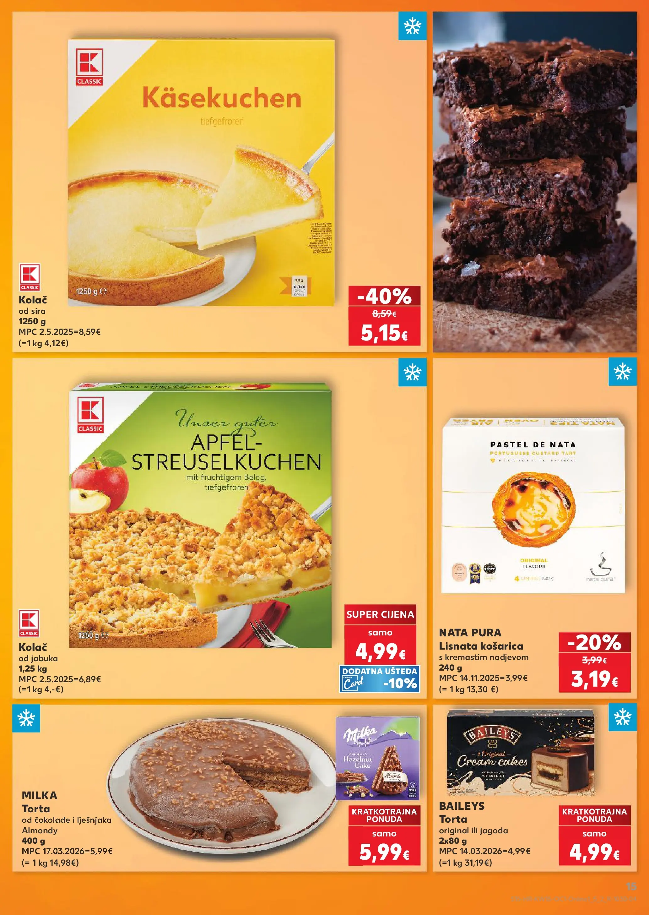 Kaufland - Kaufland katalog do 14.04.2026 novi od 07.04.2026 na listanje > letak digitalni | Stranica: 15 | Proizvodi: Baileys, Milka, Torta, Jabuka