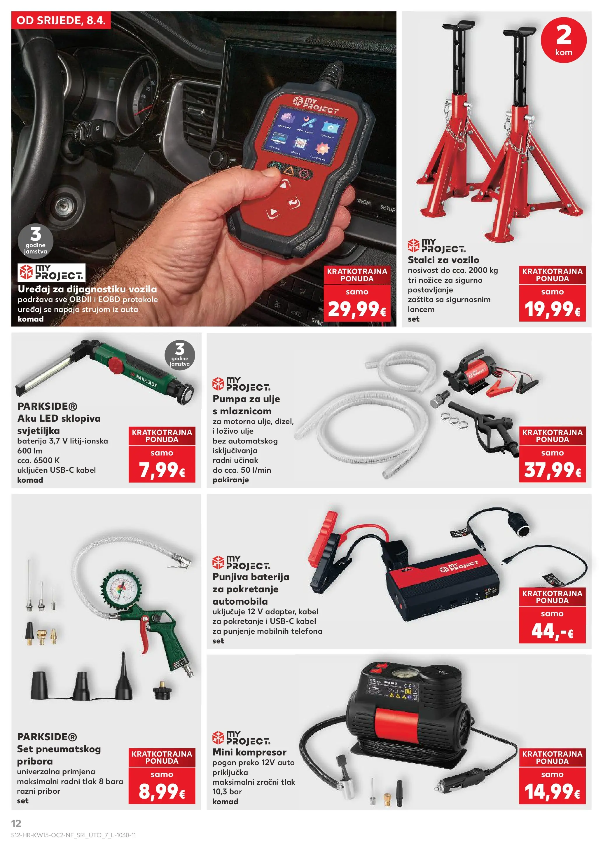 Kaufland - Kaufland katalog do 14.04.2026 novi od 07.04.2026 na listanje > letak digitalni | Stranica: 12 | Proizvodi: Ulje, Kompresor, Kabel, Parkside