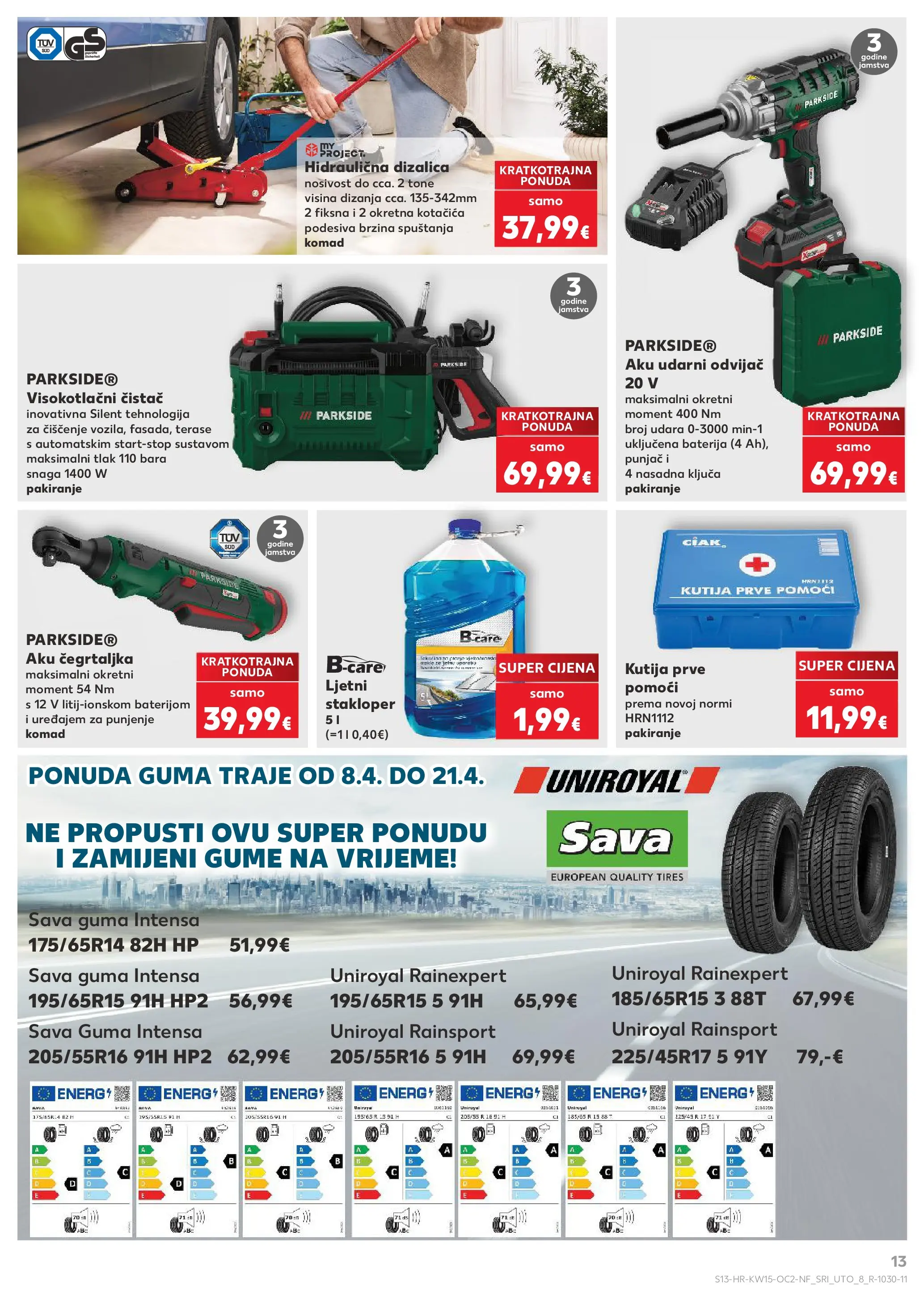 Kaufland - Kaufland katalog do 14.04.2026 novi od 07.04.2026 na listanje > letak digitalni | Stranica: 13 | Proizvodi: Baterija, Odvijač, Parkside, Visokotlačni čistač