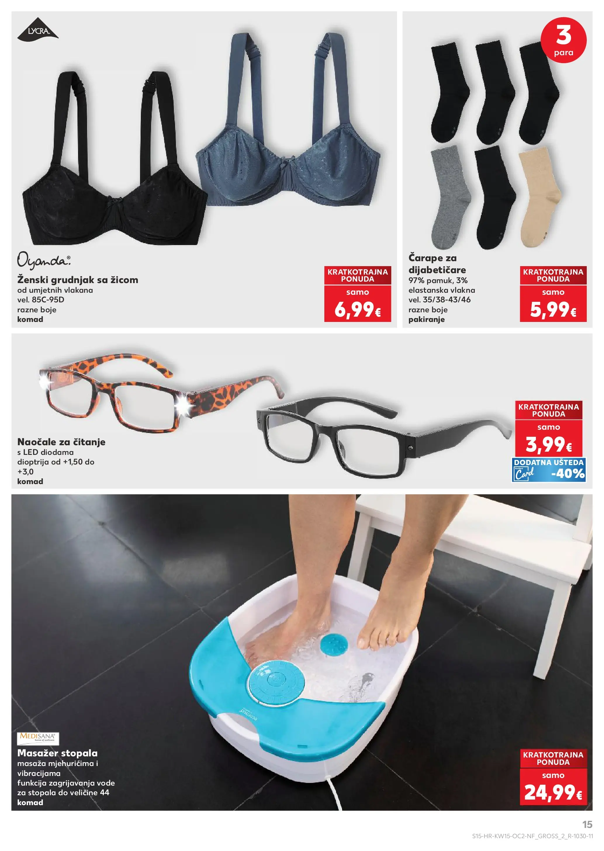 Kaufland - Kaufland katalog do 14.04.2026 novi od 07.04.2026 na listanje > letak digitalni | Stranica: 15 | Proizvodi: Grudnjak, Čarape, Naočale