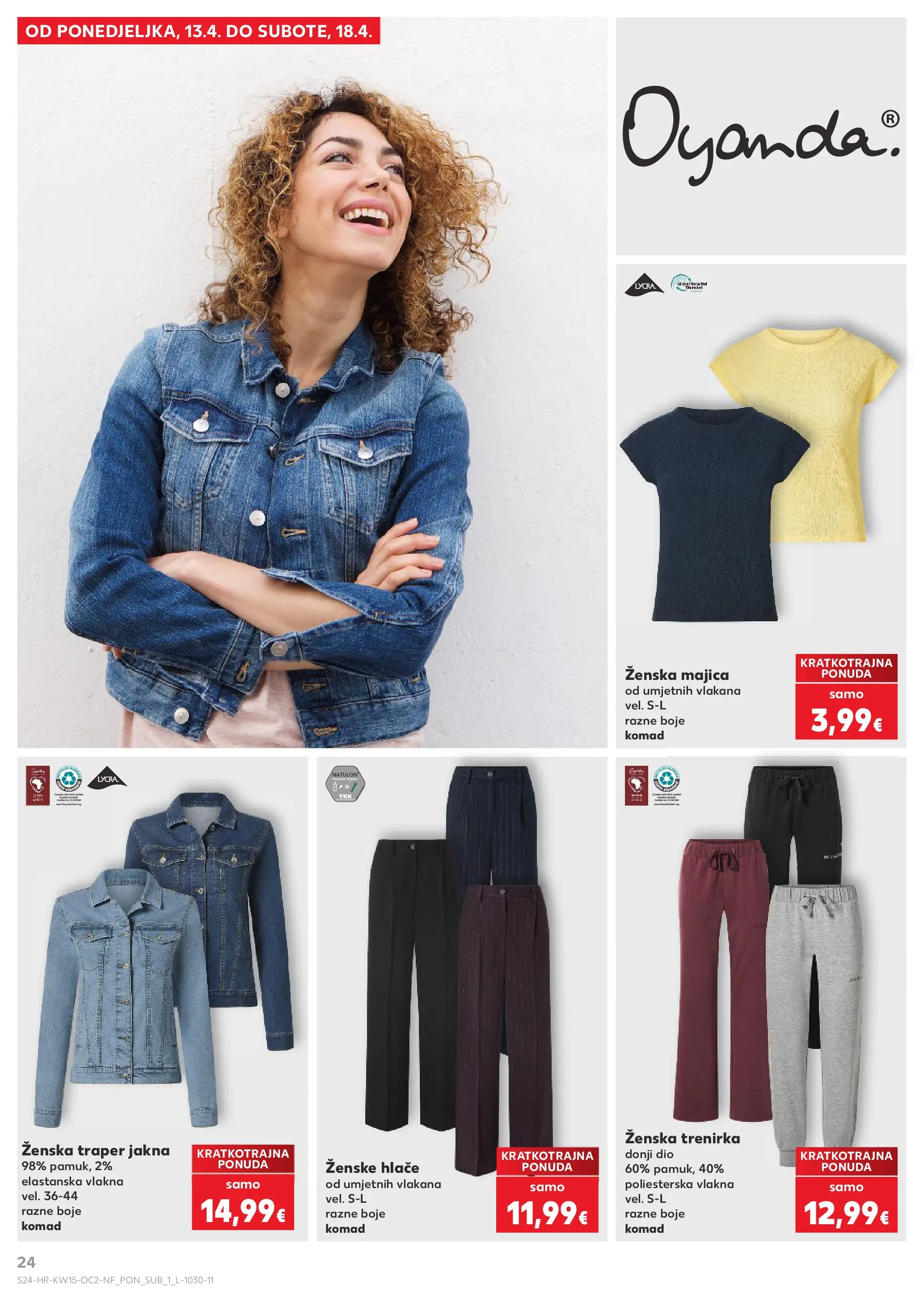 Kaufland - Kaufland katalog do 14.04.2026 novi od 07.04.2026 na listanje > letak digitalni | Stranica: 24 | Proizvodi: Majica, Jakna, Hlače, Trenirka