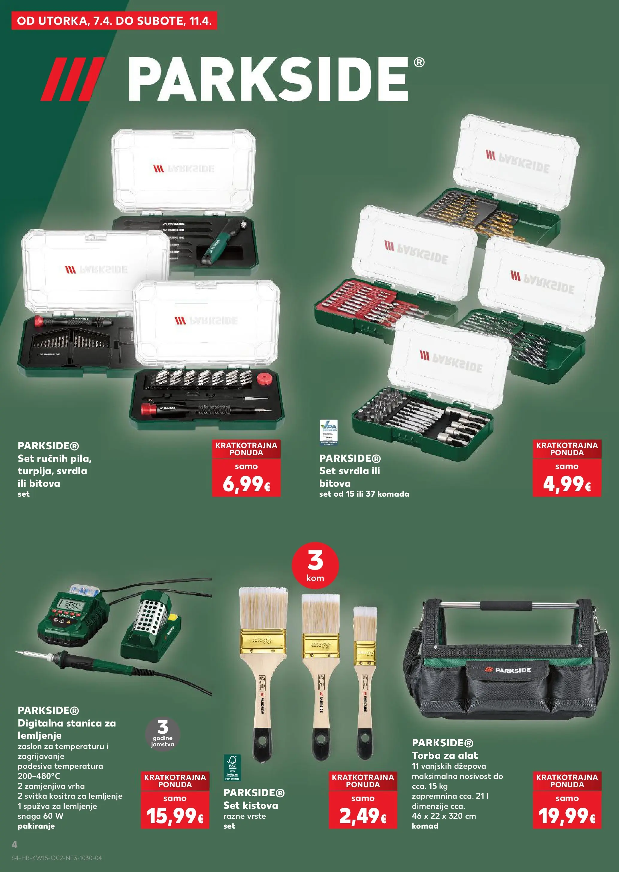 Kaufland - Kaufland katalog do 14.04.2026 novi od 07.04.2026 na listanje > letak digitalni | Stranica: 4 | Proizvodi: Spužva, Alat, Torba, Parkside