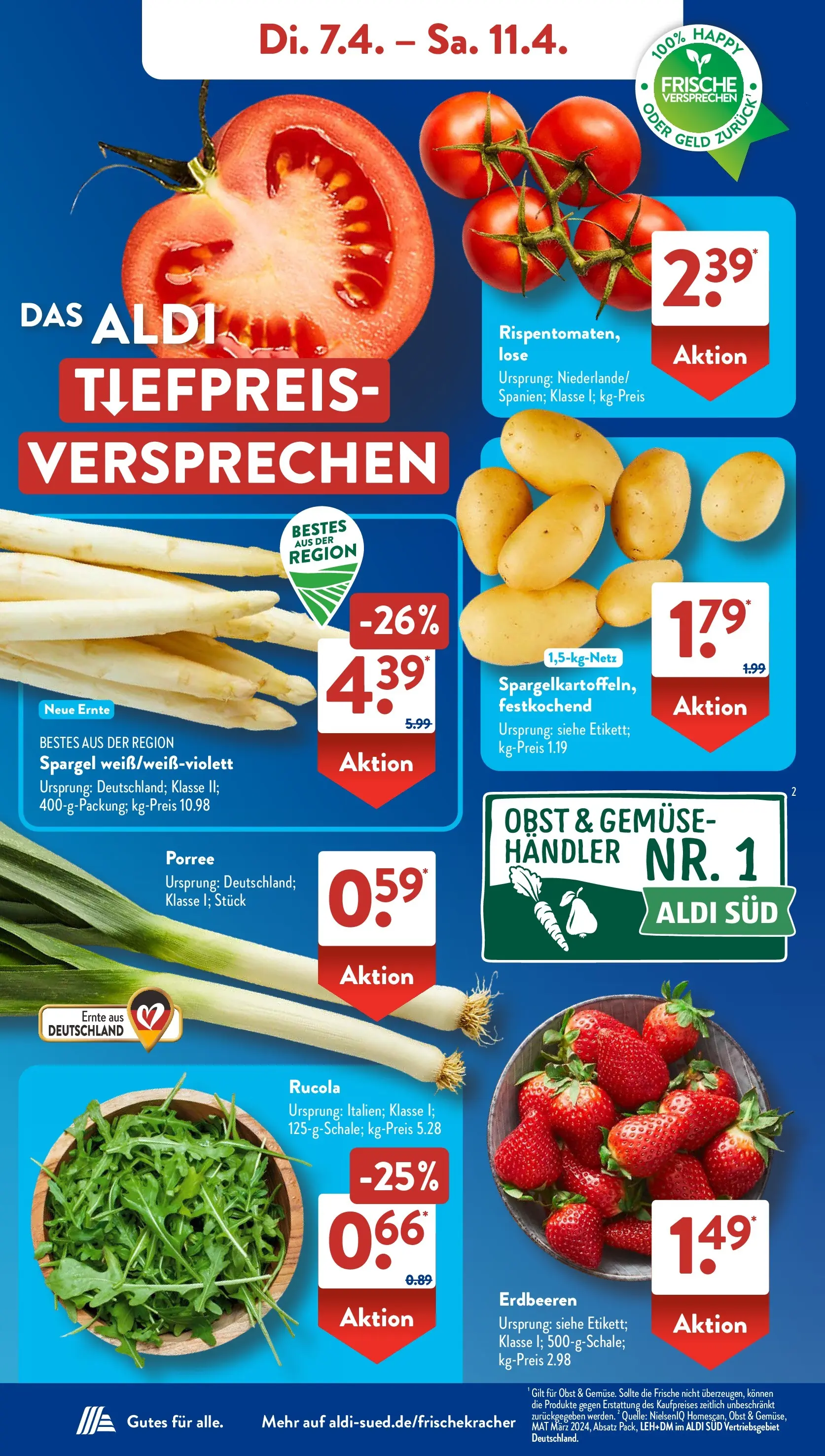 Aldi Süd - Aldi Süd: Wochenangebote (ab 05.04.2026) zum Blättern | Seite: 4 | Produkte: Rucola, Gemüse, Obst, Erdbeeren