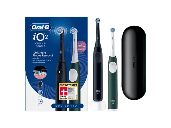 Oral-B iO Series 2 Duopack Elektrische Zahnb&uuml;rste mit 2. Handst&uuml;ck Night Black & Forest Green