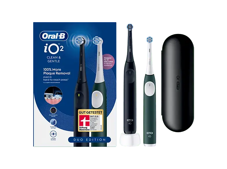 Oral-B iO Series 2 Duopack Elektrische Zahnb&uuml;rste mit 2. Handst&uuml;ck Night Black & Forest Green