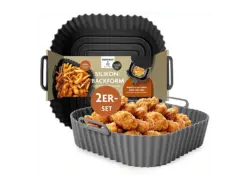 Die H&ouml;hle der L&ouml;wen 18892 Silikon Backform f&uuml;r Hei&szlig;luftfritteuse, 2er, 20x20cm, Quadratisch, Schwarz, Sp&uuml;lmaschinengeeignet