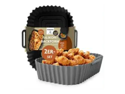 Die H&ouml;hle der L&ouml;wen 18893 Silikon Backform f&uuml;r Hei&szlig;luftfritteuse, 2er, 20x14x5cm, Rechteckig, Schwarz, Sp&uuml;lmaschinengeeignet