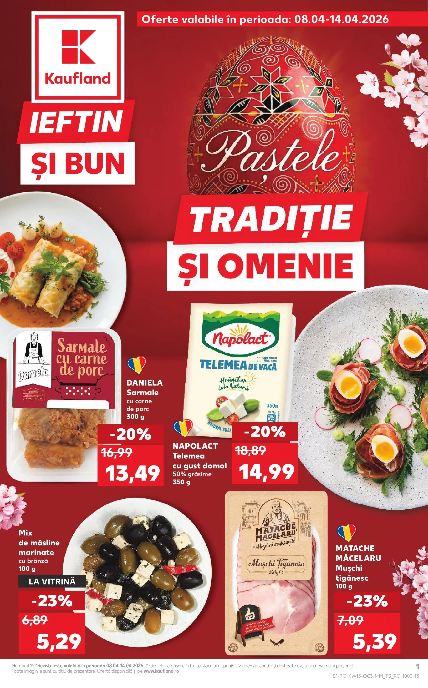 Kaufland Alexandria 08.04.2026 - Revista si Oferta | Pagină: 1 | Produse: Vitrină, Măsline, Brânză, Carne De Porc