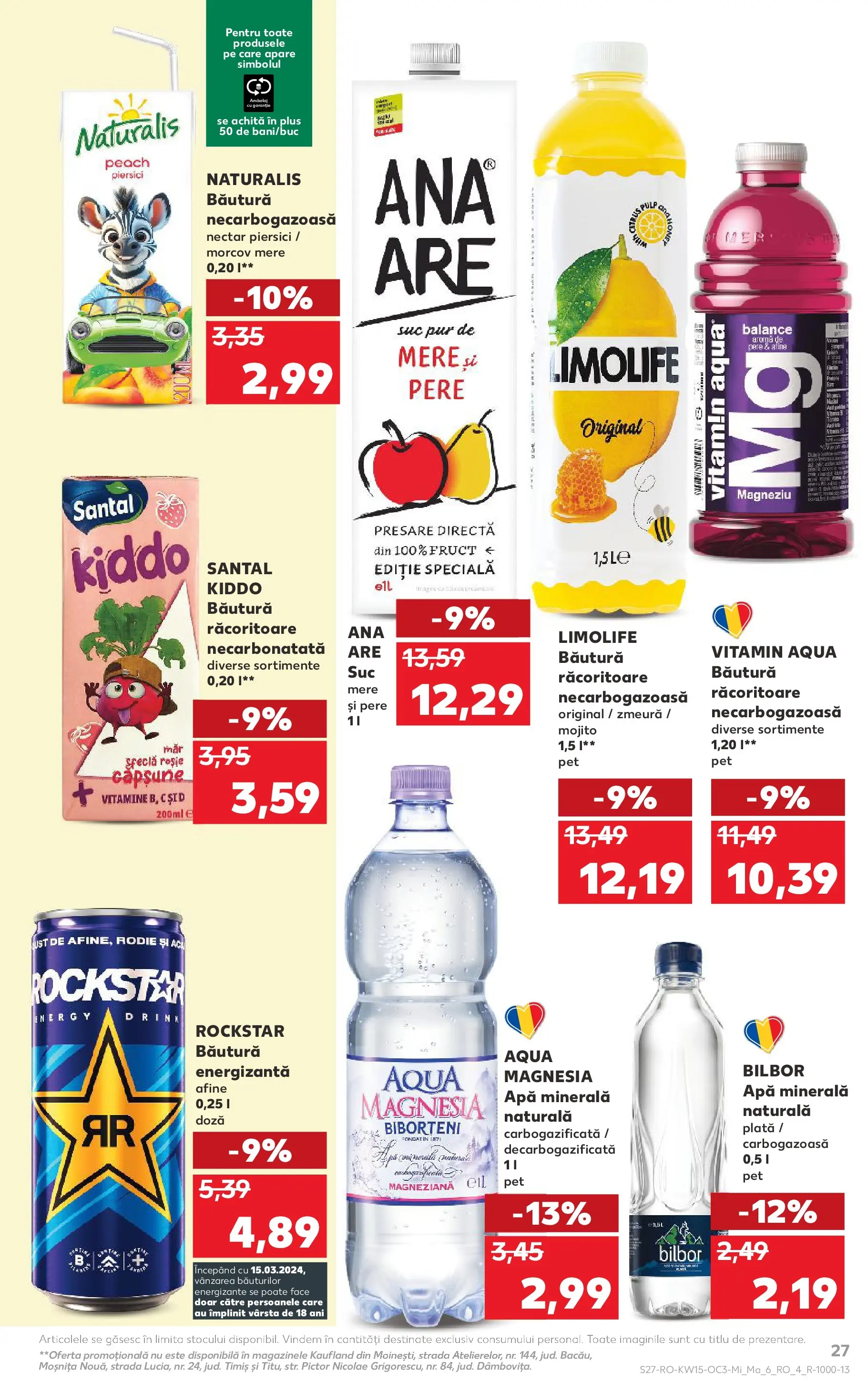 Kaufland Alexandria 08.04.2026 - Revista si Oferta | Pagină: 27 | Produse: Afine, Suc, Băutură energizantă, Apă