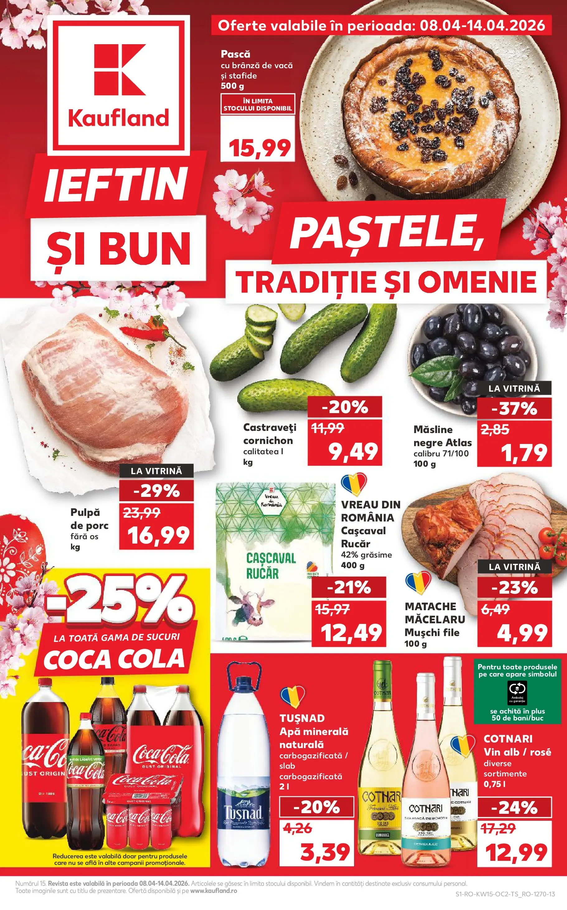 Kaufland Codlea 08.04.2026 - Revista si Oferta | Pagină: 1 | Produse: Cașcaval, Brânză De Vacă, Castraveți, Apă