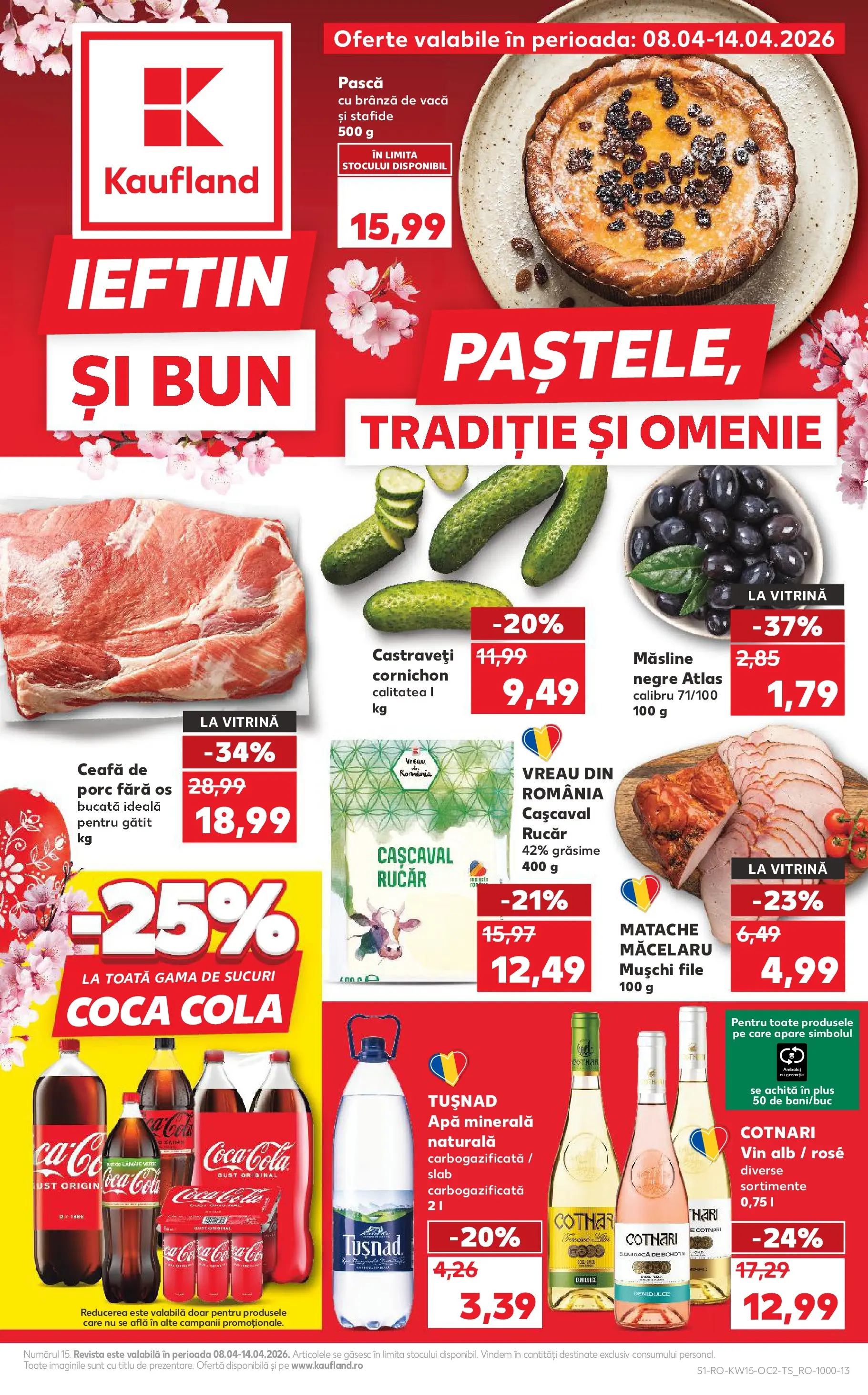 Kaufland Domnesti 08.04.2026 - Revista si Oferta | Pagină: 1 | Produse: Hijyenik ped, Brânză, Brânză De Vacă, Apă