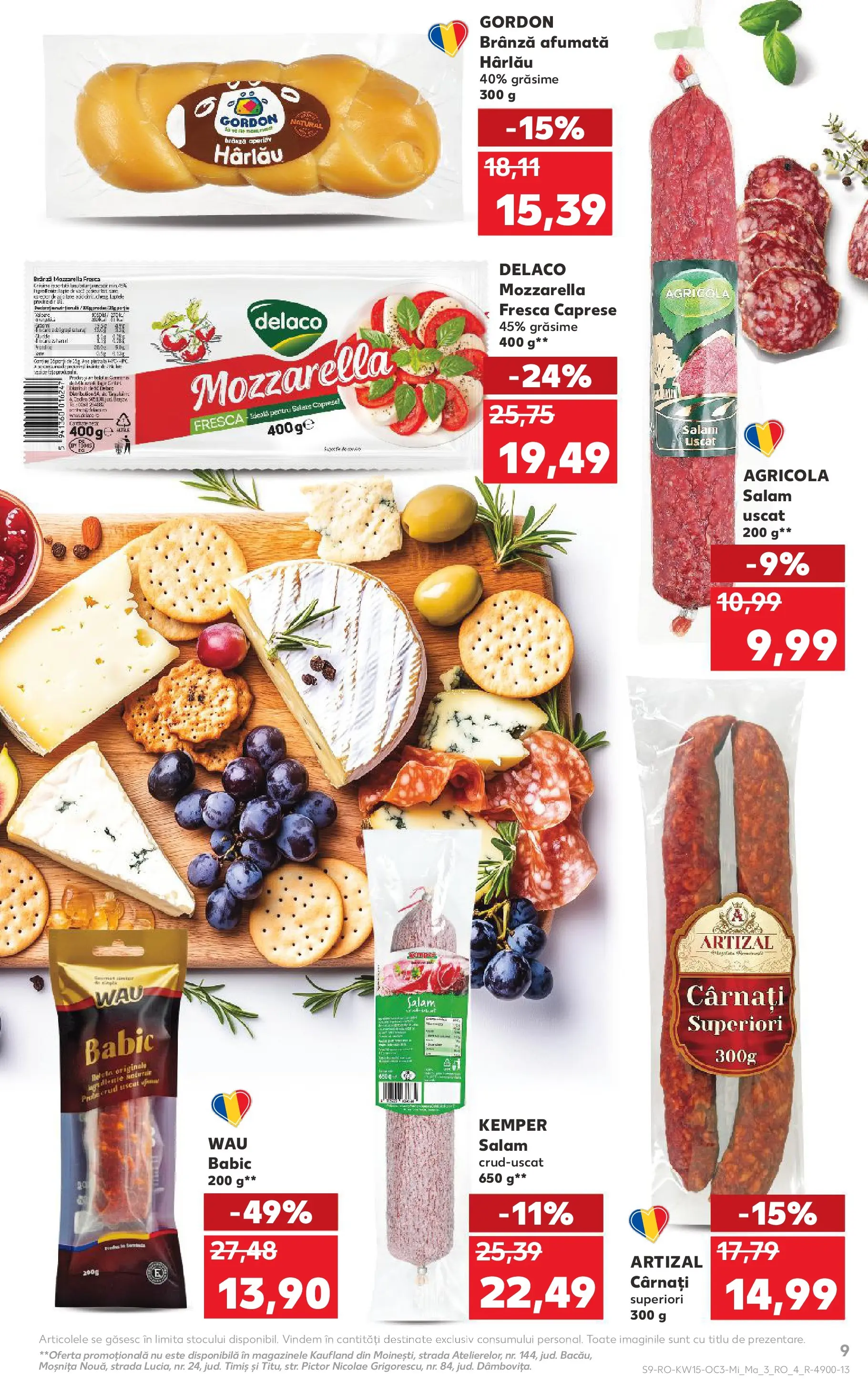 Kaufland Brăila 08.04.2026 - Revista si Oferta | Pagină: 9 | Produse: Mozzarella, Brânză, Salam, Cârnați