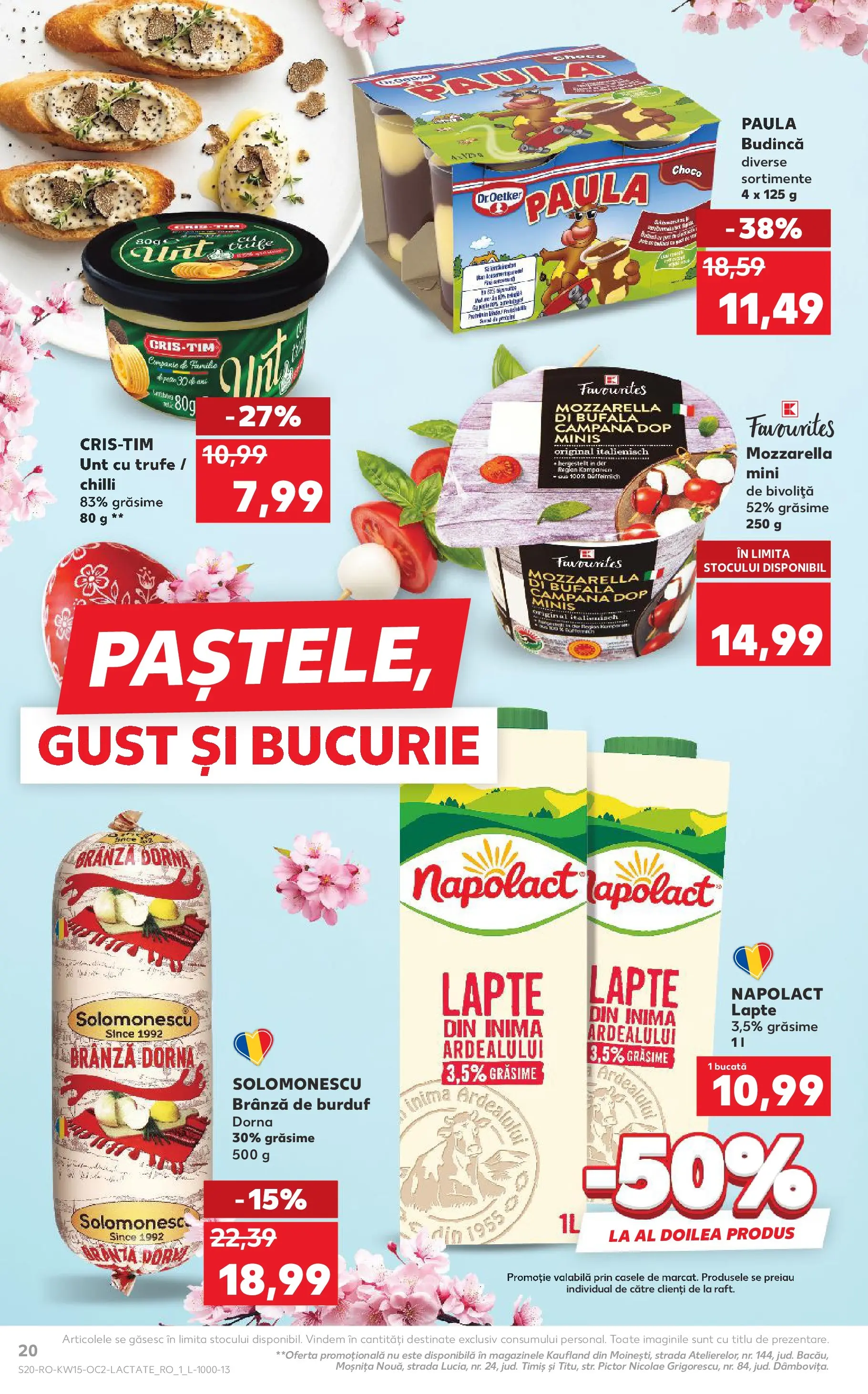 Kaufland Domnesti 08.04.2026 - Revista si Oferta | Pagină: 20 | Produse: Mozzarella, Lapte, Unt, Brânză