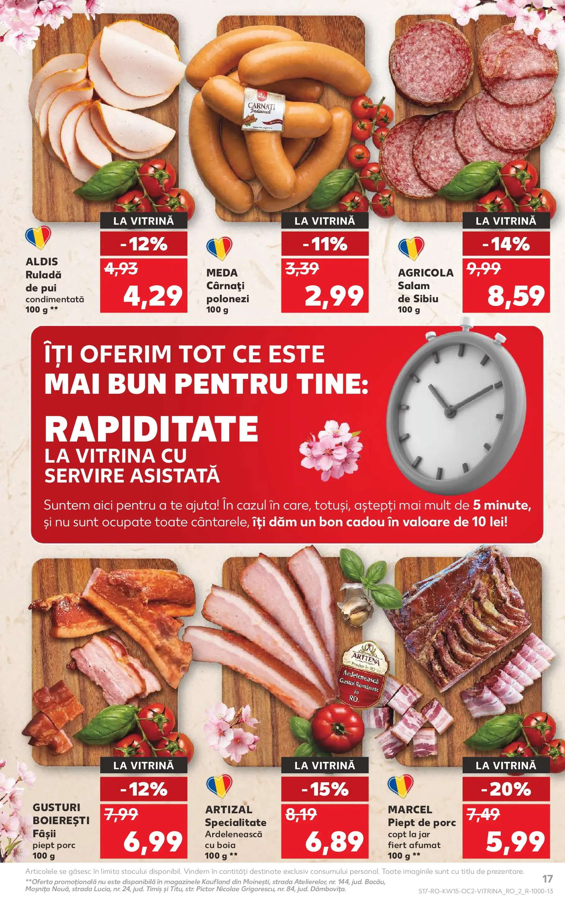 Kaufland Domnesti 08.04.2026 - Revista si Oferta | Pagină: 17 | Produse: Hacıyatmaz Kedi Oyuncağı, Vitrină, Salam, Cârnați