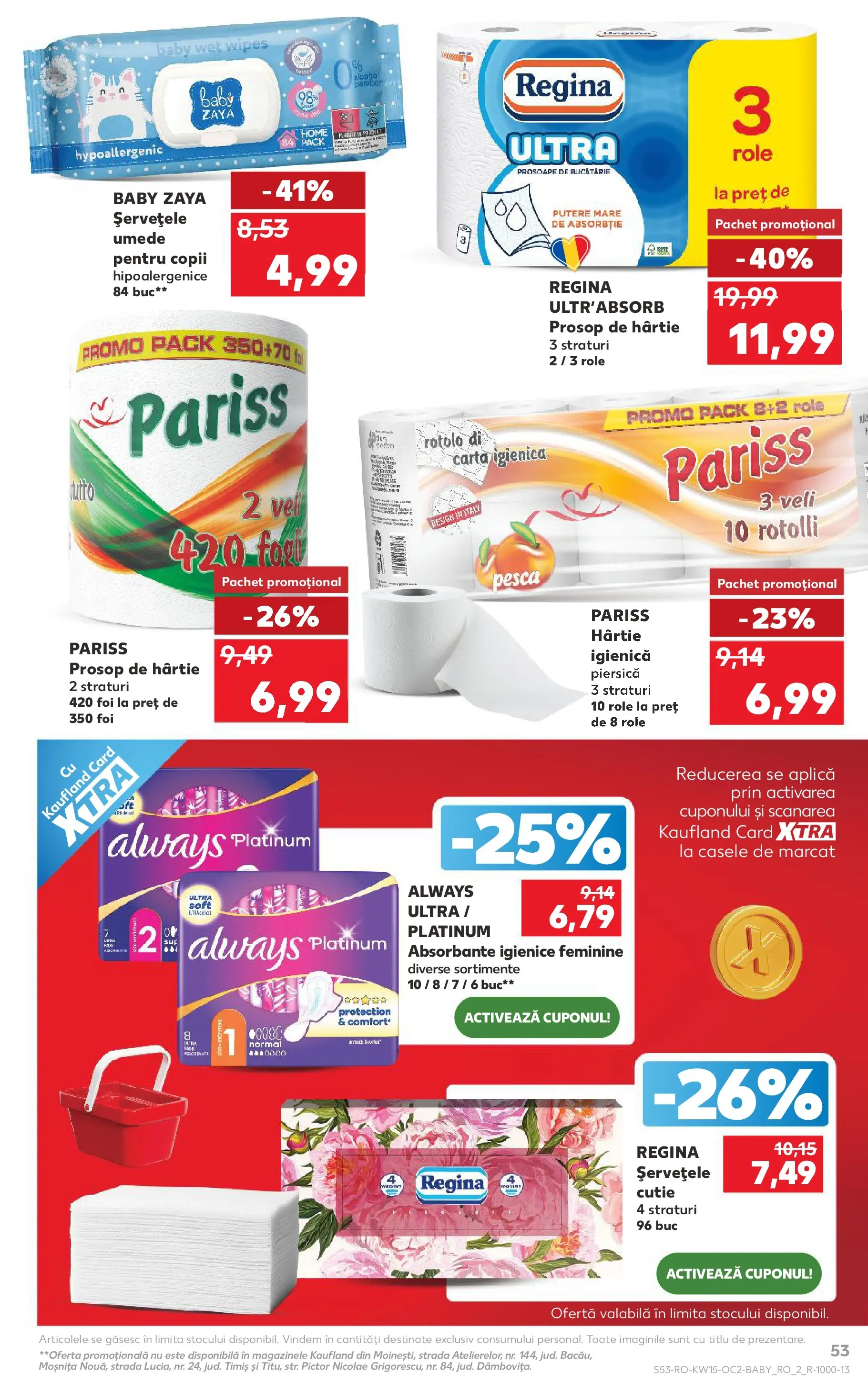 Kaufland Domnesti 08.04.2026 - Revista si Oferta | Pagină: 53 | Produse: Prosoape de bucătărie, Cutie, Șervețele umede, Absorbante