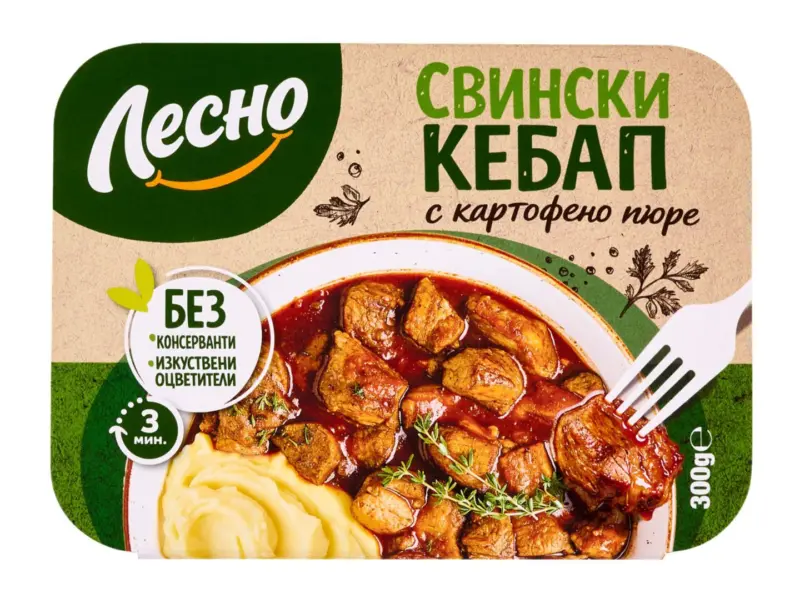 ЛЕСНО Свински кебап с картофено пюре