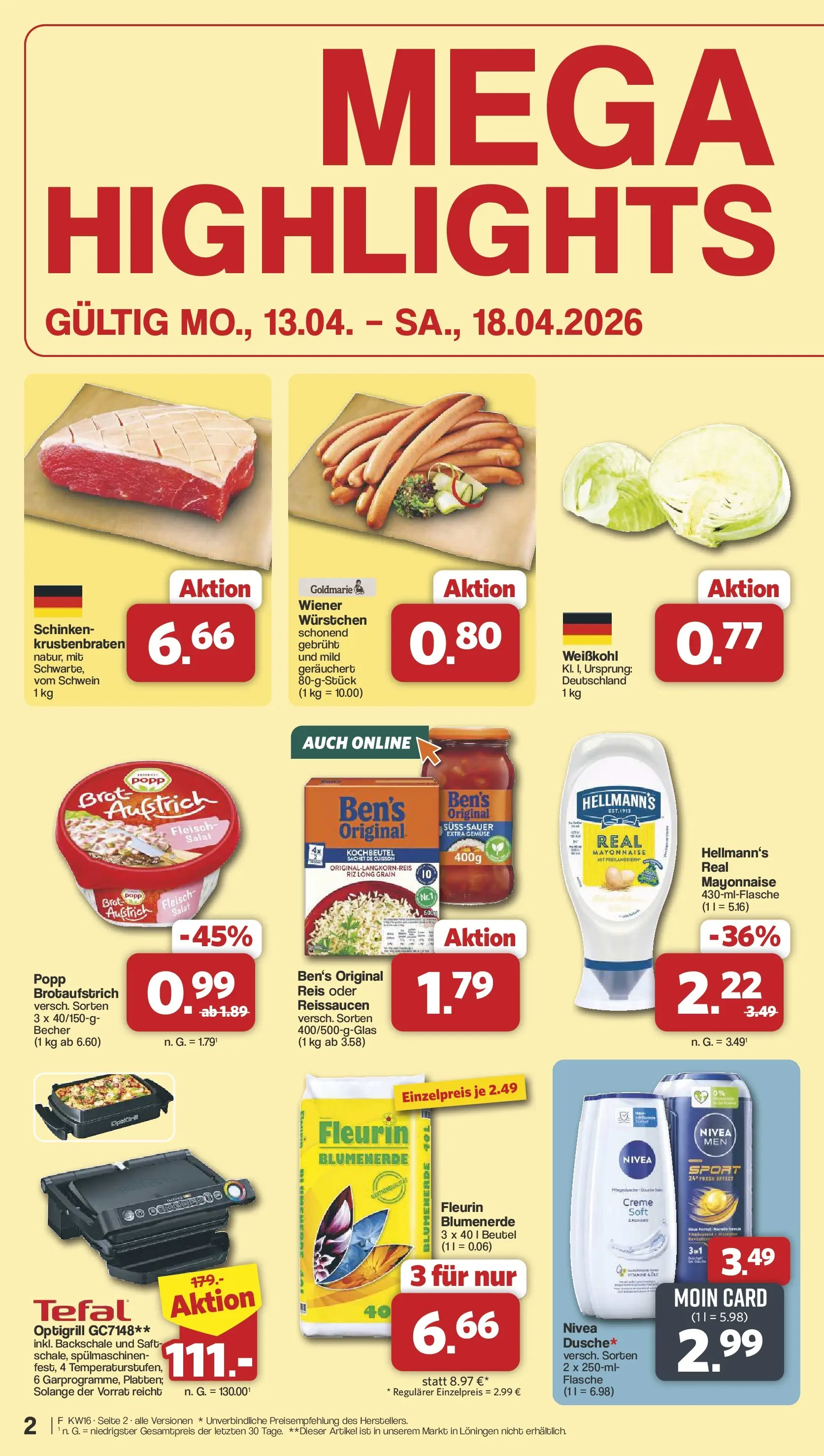 Famila Nordwest Wochenangebote (ab 13.04.2026) zum Blättern | Seite: 2 | Produkte: Creme, Schinken, Saft, Fleisch