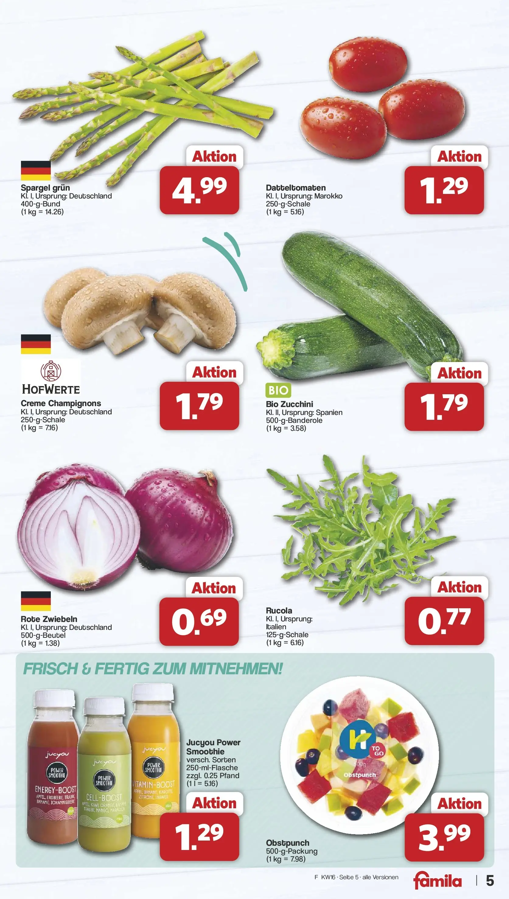 Famila Nordwest Wochenangebote (ab 13.04.2026) zum Blättern | Seite: 5 | Produkte: Champignons, Zwiebeln, Zitrone, Zucchini