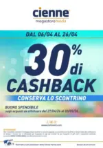 Cienne Megastore Moda 30% di cashback - al 26.04.2026
