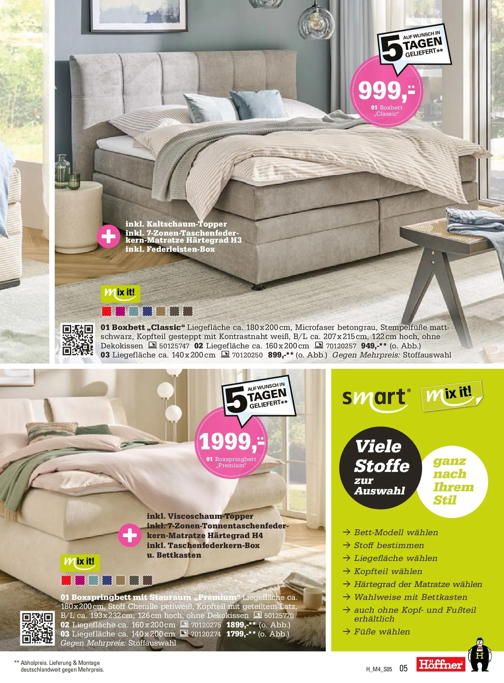 Höffner Prospekt Schönefeld	 (ab 01.04.2026) zum Blättern | Seite: 5 | Produkte: Matratze, Boxspringbett