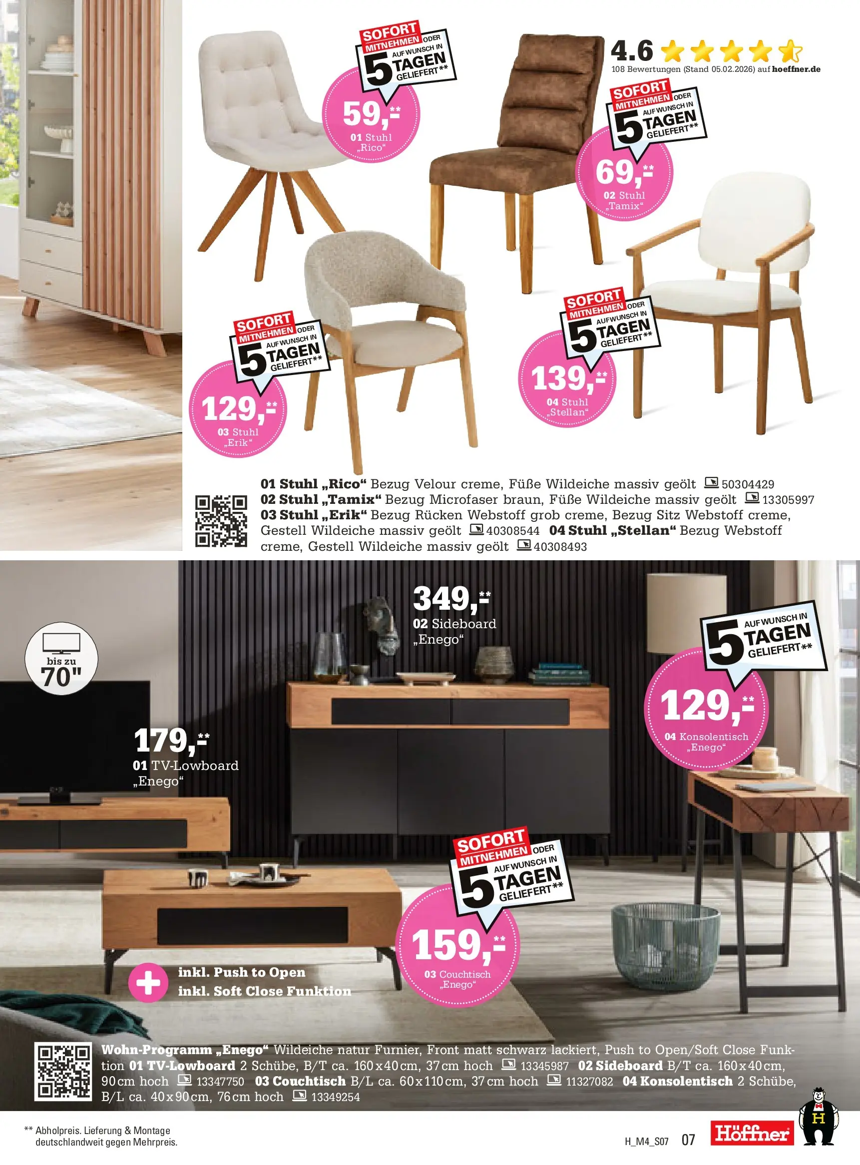 Höffner Prospekt Schönefeld	 (ab 01.04.2026) zum Blättern | Seite: 7 | Produkte: Sideboard, Couchtisch, Stuhl, Konsolentisch