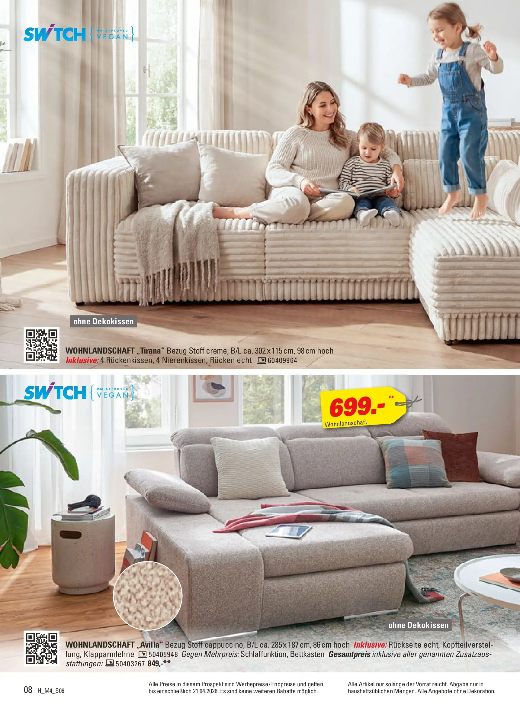 Höffner Prospekt Schönefeld	 (ab 01.04.2026) zum Blättern | Seite: 8 | Produkte: Wohnlandschaft