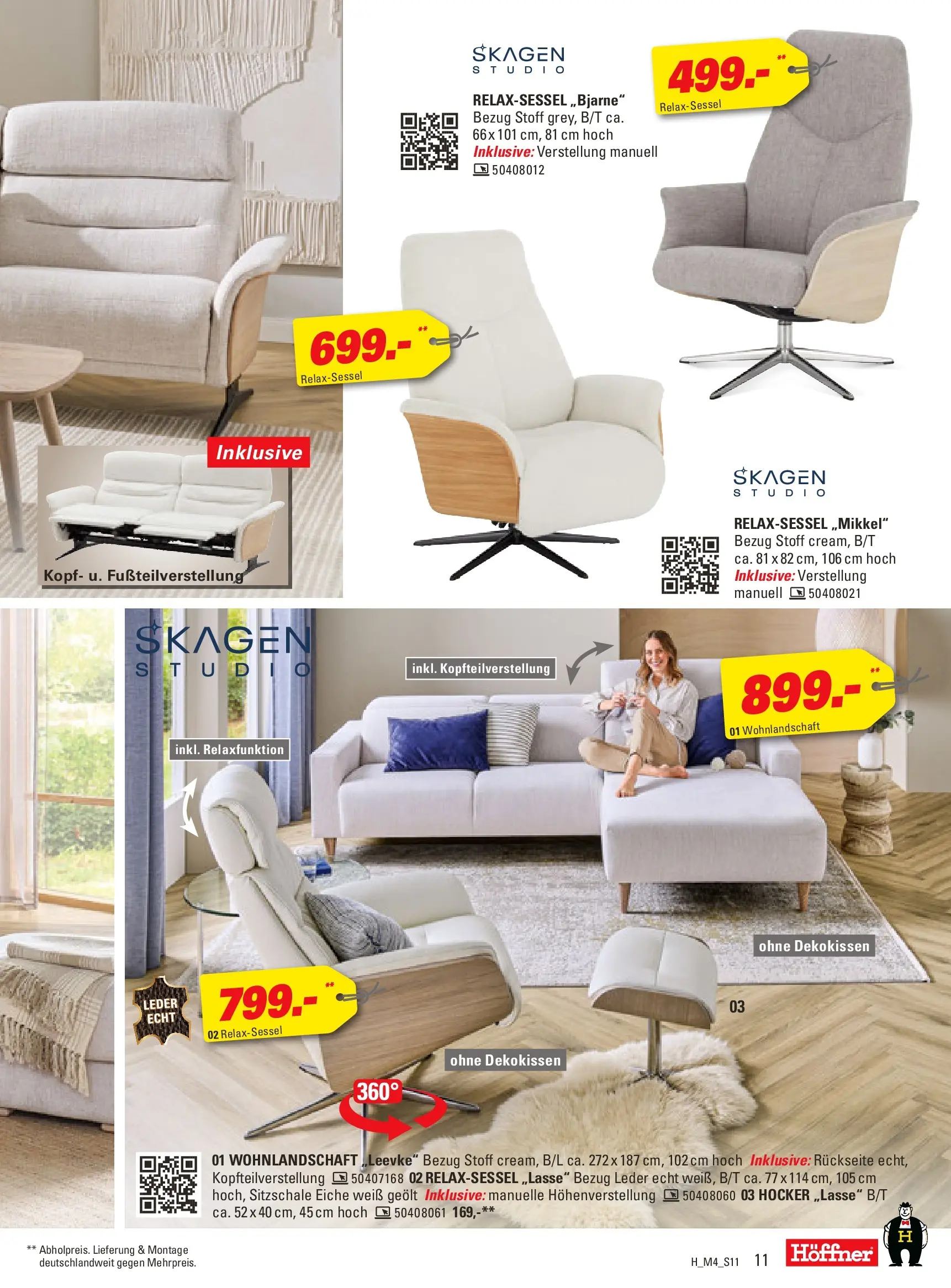 Höffner Prospekt Schönefeld	 (ab 01.04.2026) zum Blättern | Seite: 11 | Produkte: Wohnlandschaft, Hocker, Relaxsessel