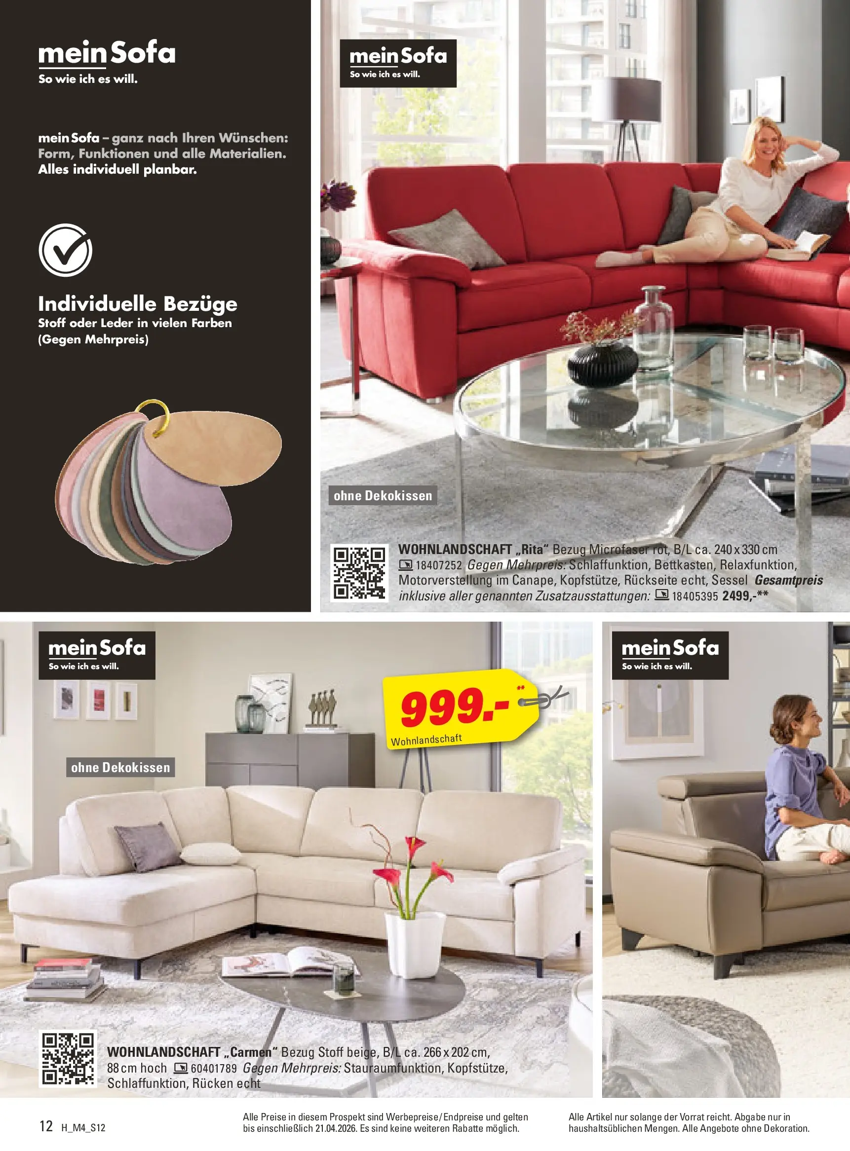 Höffner Prospekt Schönefeld	 (ab 01.04.2026) zum Blättern | Seite: 12 | Produkte: Wohnlandschaft, Sofa, Sessel