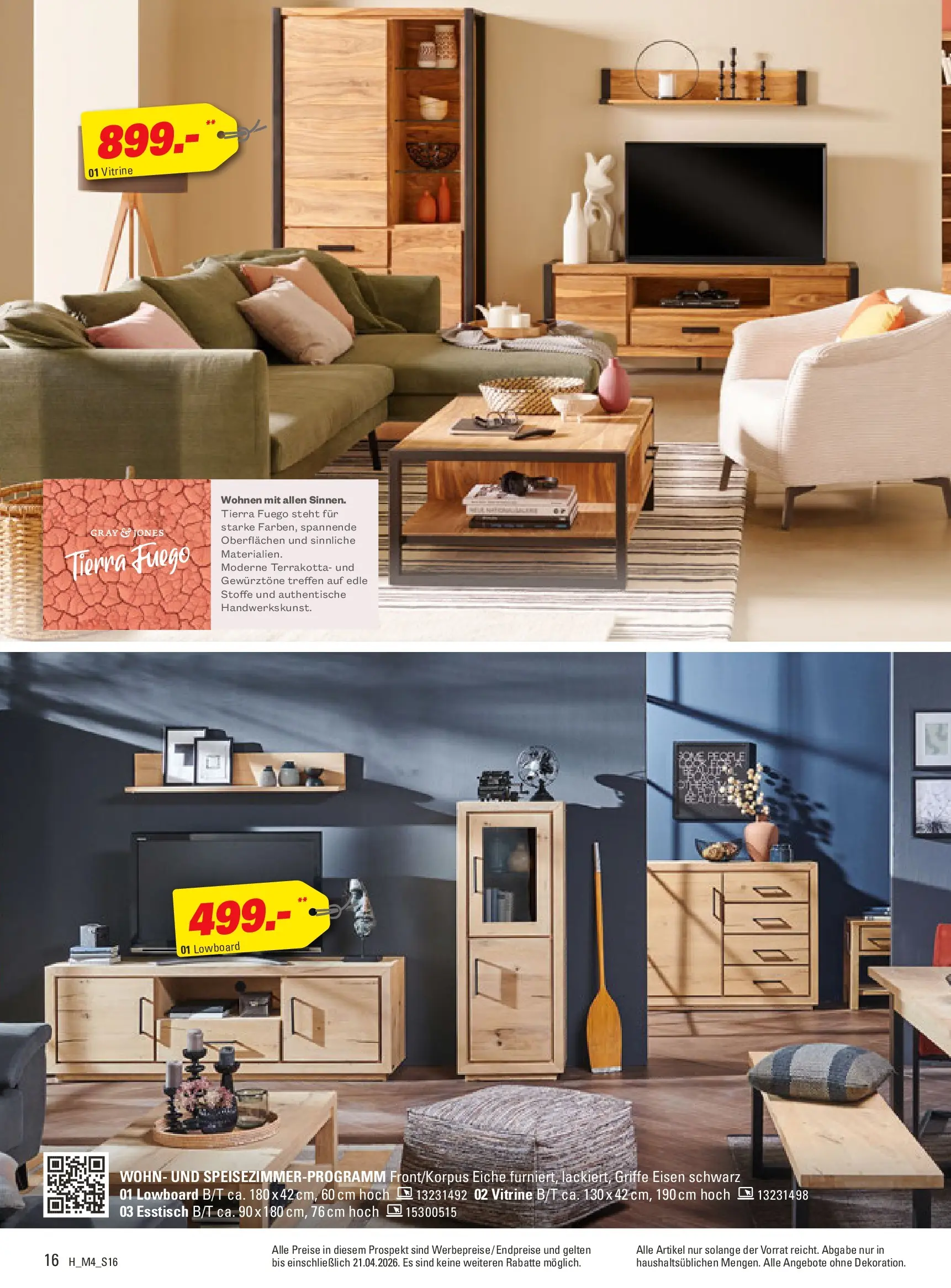 Höffner Prospekt Schönefeld	 (ab 01.04.2026) zum Blättern | Seite: 16 | Produkte: Lowboard, Esstisch, Vitrine