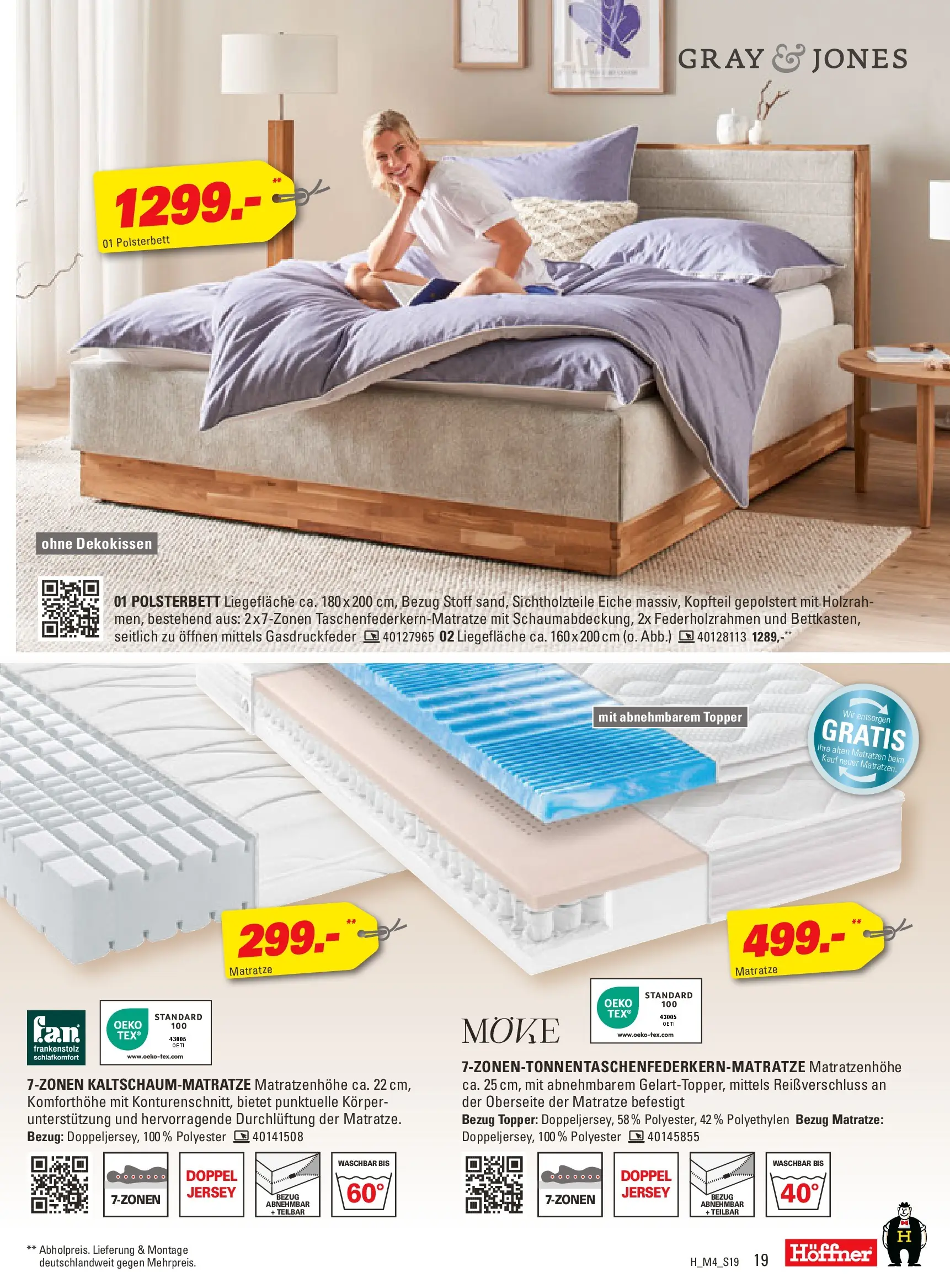 Höffner Prospekt Schönefeld	 (ab 01.04.2026) zum Blättern | Seite: 19 | Produkte: Matratze, Polsterbett, Topper