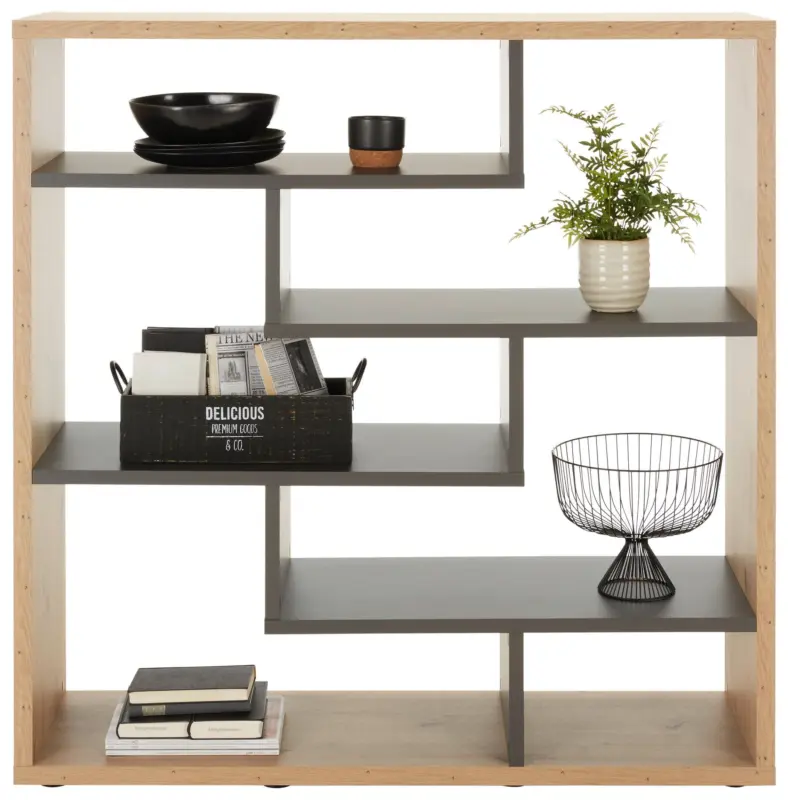 Raumteiler in Anthrazit/Eichefarben