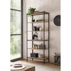 Regal 80/195/40 cm Schwarz, Eichefarben