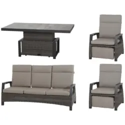 Loungegarnitur 4-teilig 72/103/160 cm Aluminium