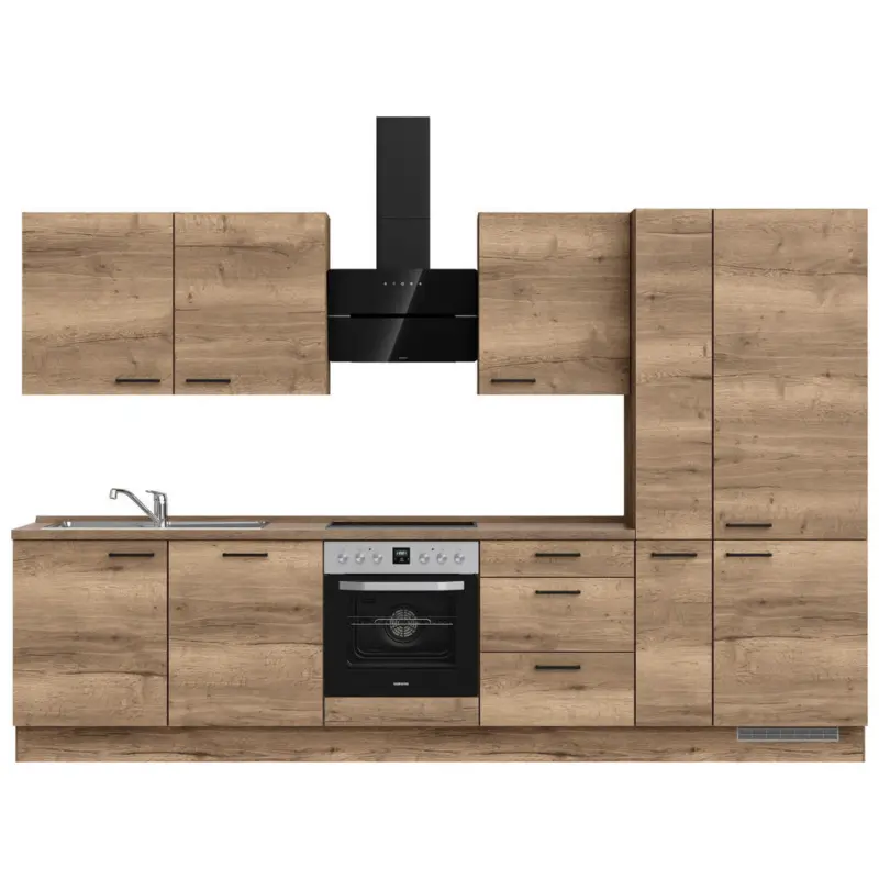 K&uuml;chenleerblock 330 cm in Eiche dunkel