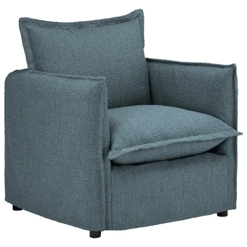 Hussen-Sessel in Flachgewebe, Boucl&eacute; Blau