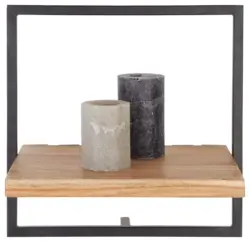 Wandregal in Schwarz/Akaziefarben