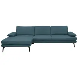 Ecksofa Beldomo Premium in Echtleder Blau 180/310 cm