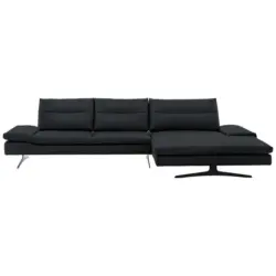 Ecksofa in Echtleder Schwarz 342/158 cm