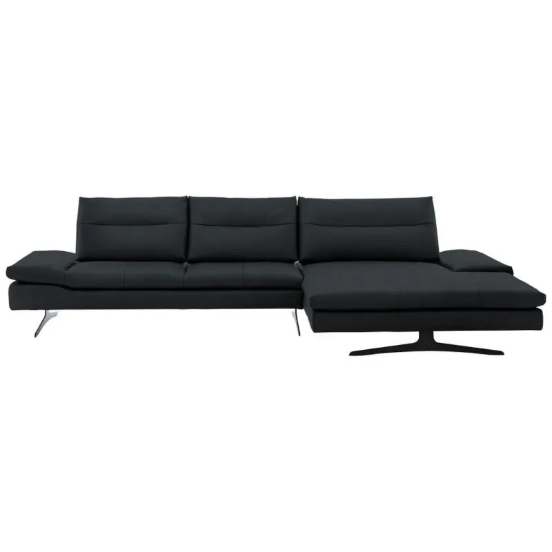 Ecksofa in Echtleder Schwarz 342/158 cm