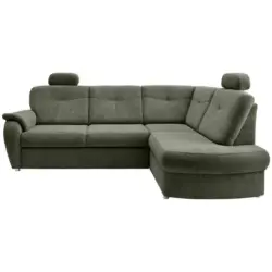 Eckschlafsofa in Chenille Dunkelgr&uuml;n