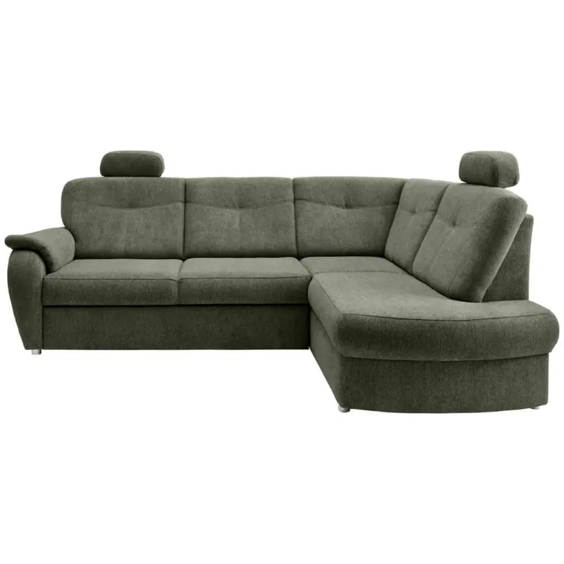 Eckschlafsofa in Chenille Dunkelgr&uuml;n