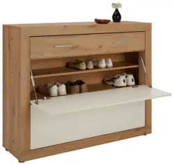 Schuhschrank in Wei&szlig;/Eichefarben