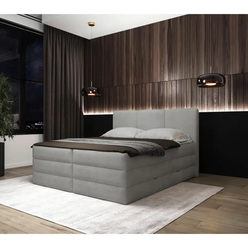 Boxspringbett 200/220 cm in Grau