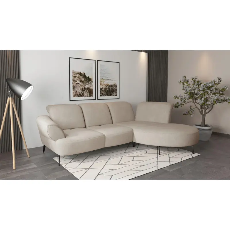 Ecksofa Dance E in Mikrofaser Beige 313/208 cm