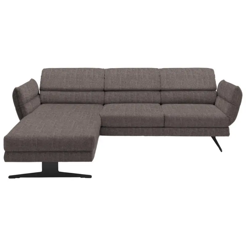 Ecksofa in Flachgewebe Greige 176-217/279-327 cm