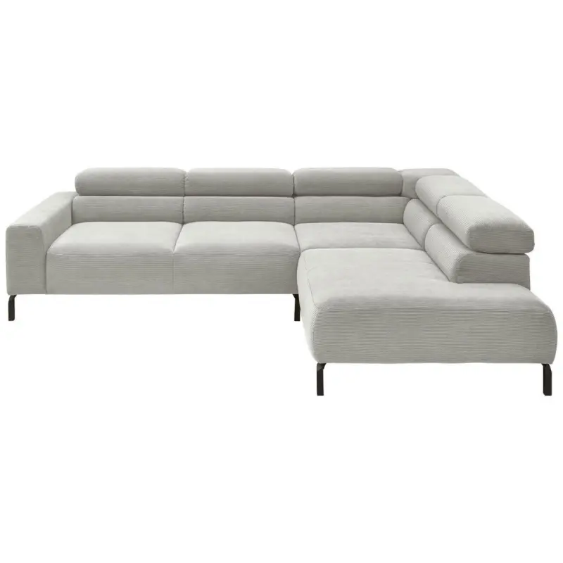 Ecksofa in Feincord Hellgrau 273/219 cm