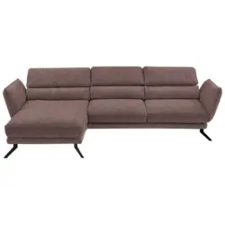 Ecksofa Valdera in Velours Braun 153/283 cm